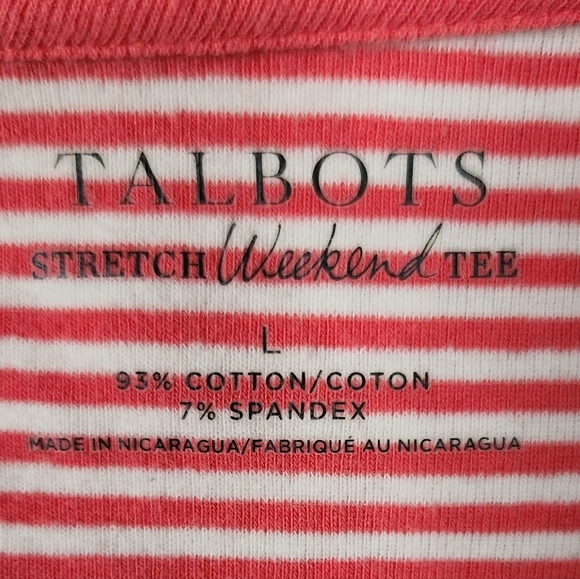 Talbots Stretch Weekend Tee Ling Sleeve Striped sz L - Picture 3 of 8